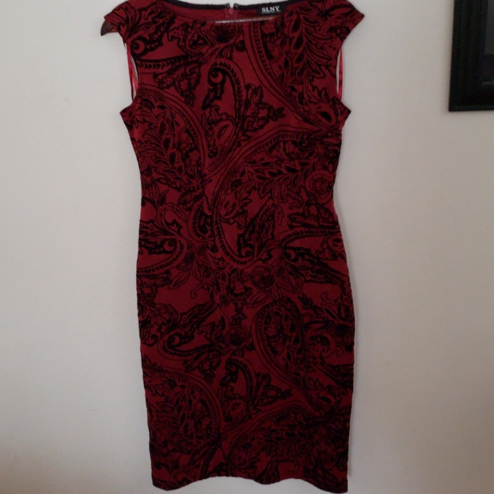 Velvet Patterned Sheath Dress